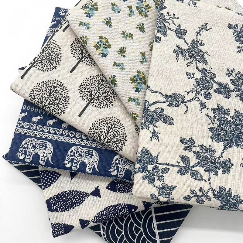 Home Decor Fabric - Retro Boho Floral Cotton Linen Blend