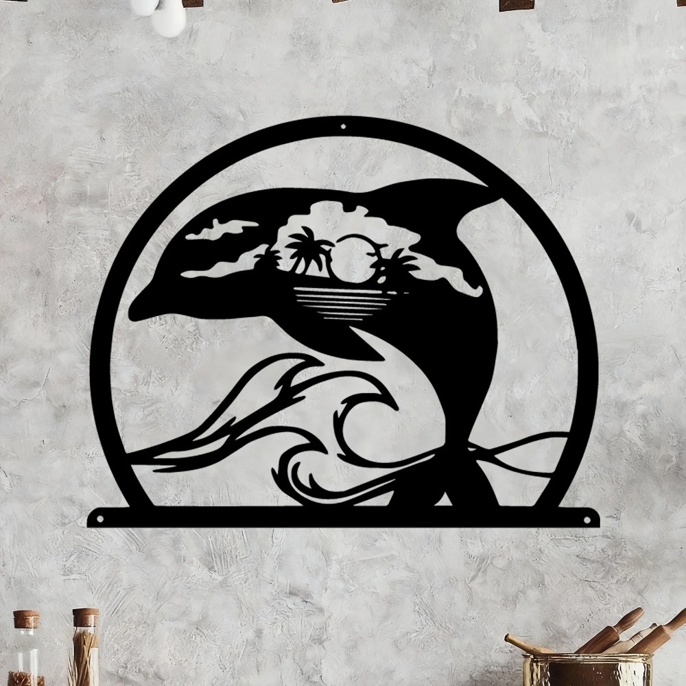 Home Decor Nautical - CIFBUY Iron Wall Art Dolphin Metal