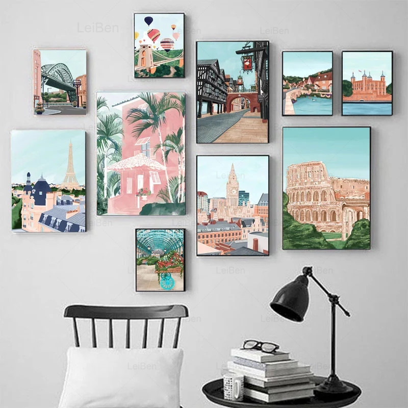 Cartoon Famous City Landscape  - Home Decor Dubai review and price