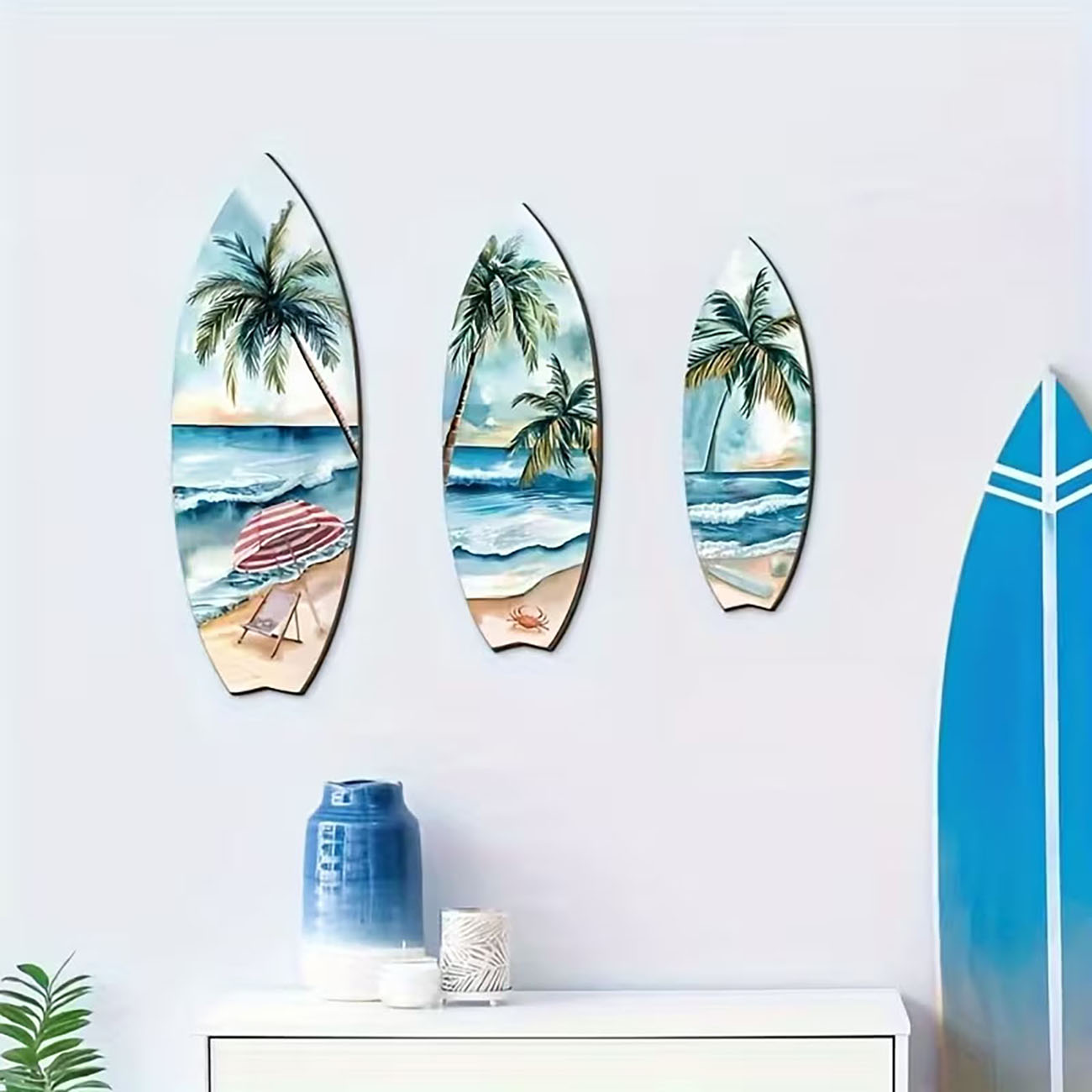 3pcs Ocean View Surfboard Wood - Home Decor Nautical review and price