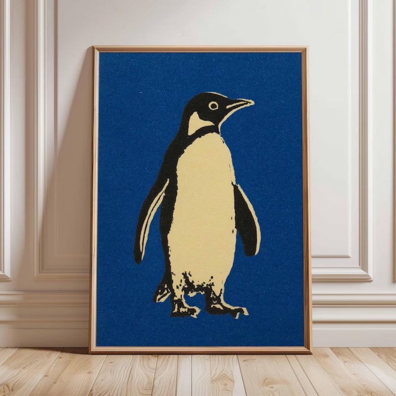 Penguin Pop Art Print Minimal  - Home Decor Design Ideas review and price