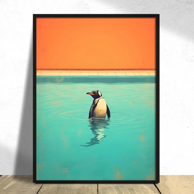Penguin Pop Art Print Minimal  - Home Decor Design Ideas review and price