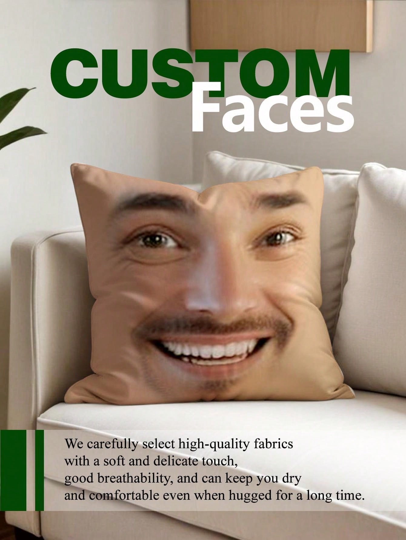 1pc Custom Face Square Pillow  - Home Decor Fabric review and price