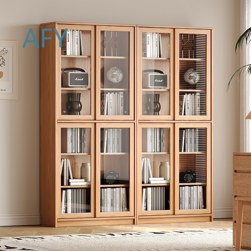 Solid Oak Bookcase with Slidin - Muji Home Storage review and price