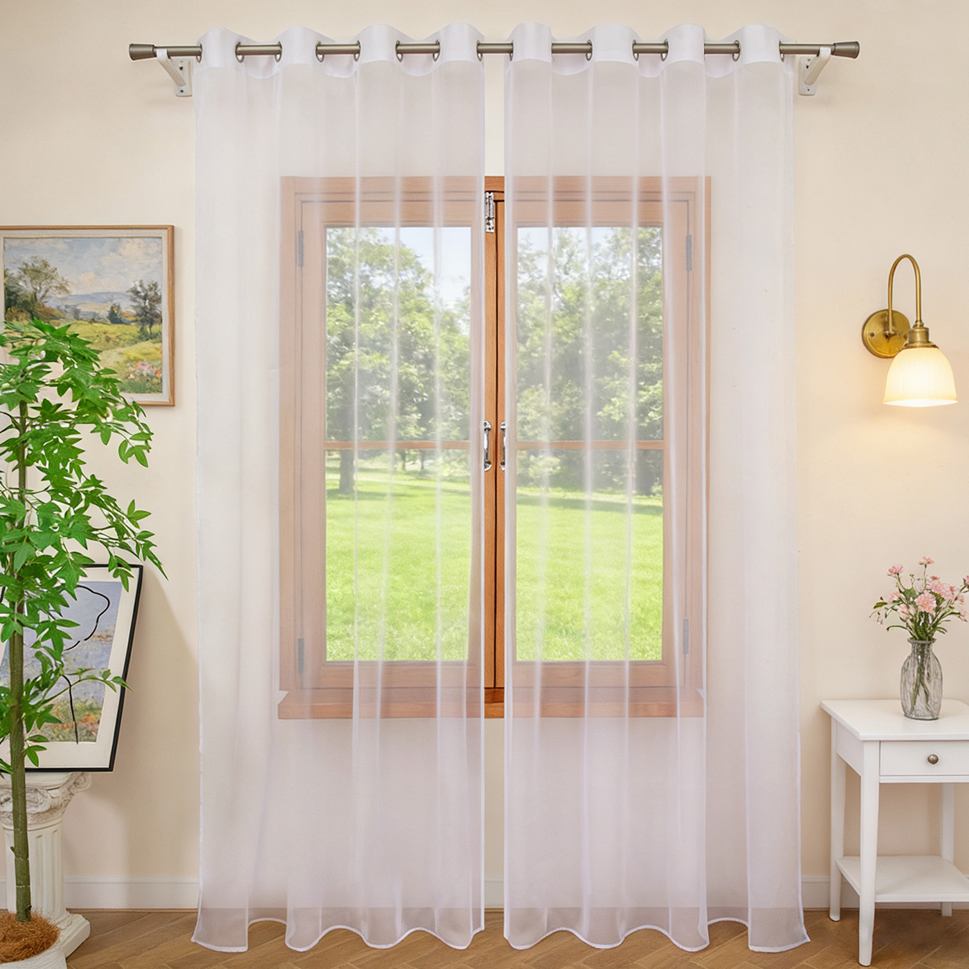 1PC White Sheer Curtain, Gromm - Home Decor Pt review and price