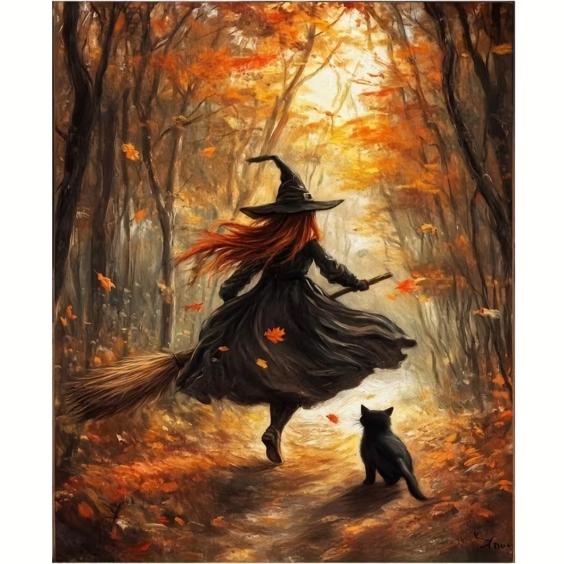 Retro Alloween Autumn Witch On - Home Decor On Wall review and price