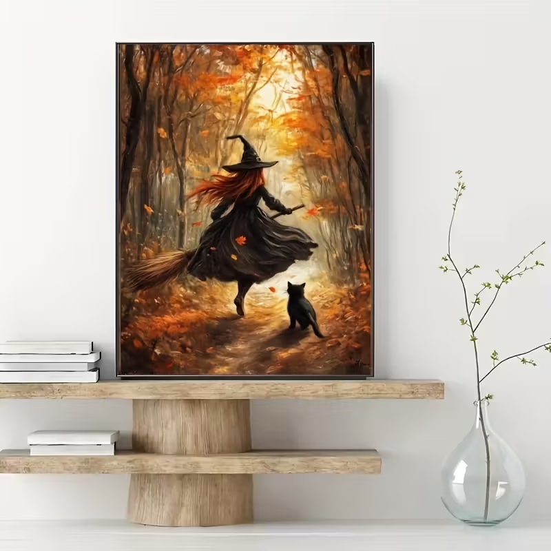 Retro Alloween Autumn Witch On - Home Decor On Wall review and price