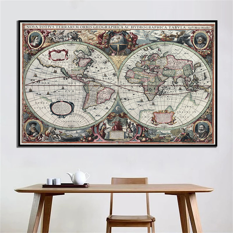 Retro World Map Nautical Ocean - Home Decor Nautical review and price