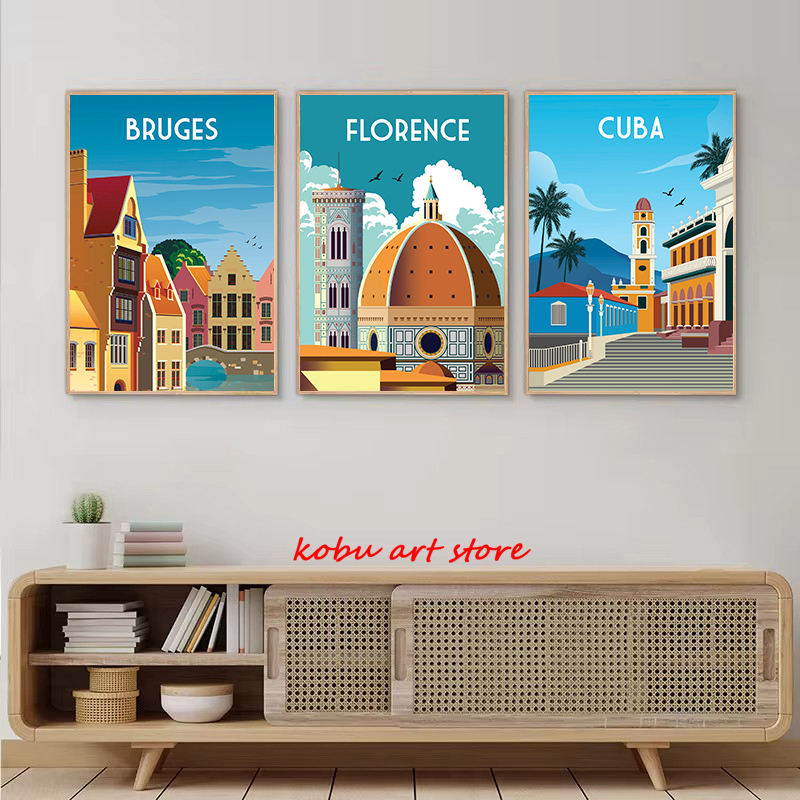 Travel Illustrated Canvas Pain - Home Decor Dubai review and price
